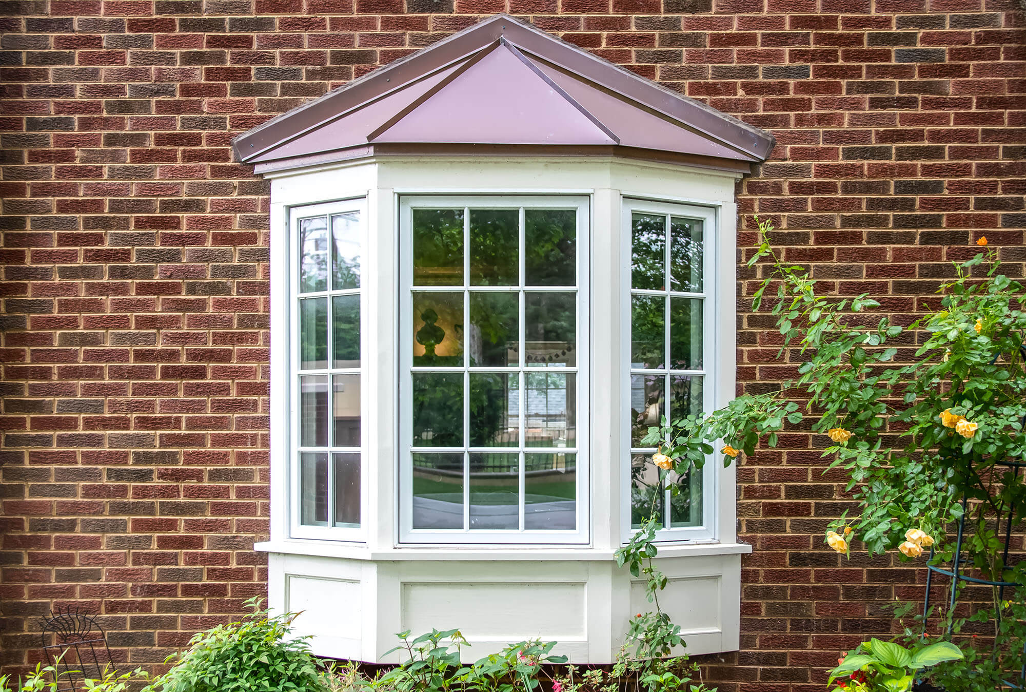 Bay window on the side of a house