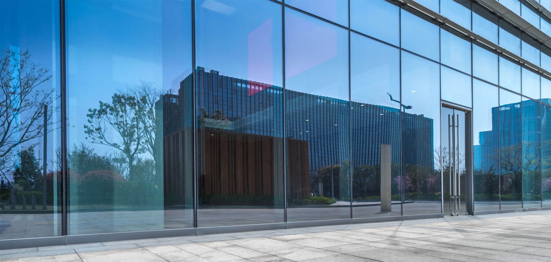 Row of exterior windows on a commercial building.