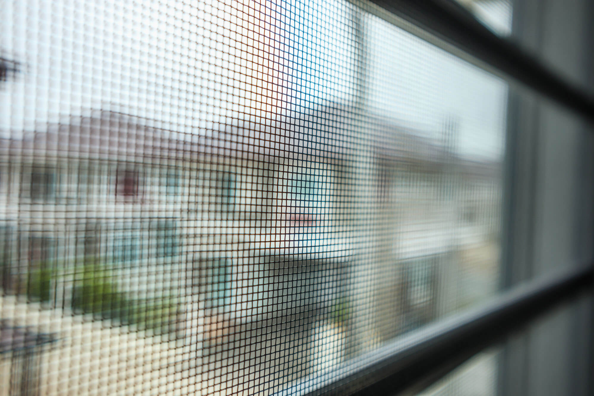 A close -up shot of a screen in an opened window.